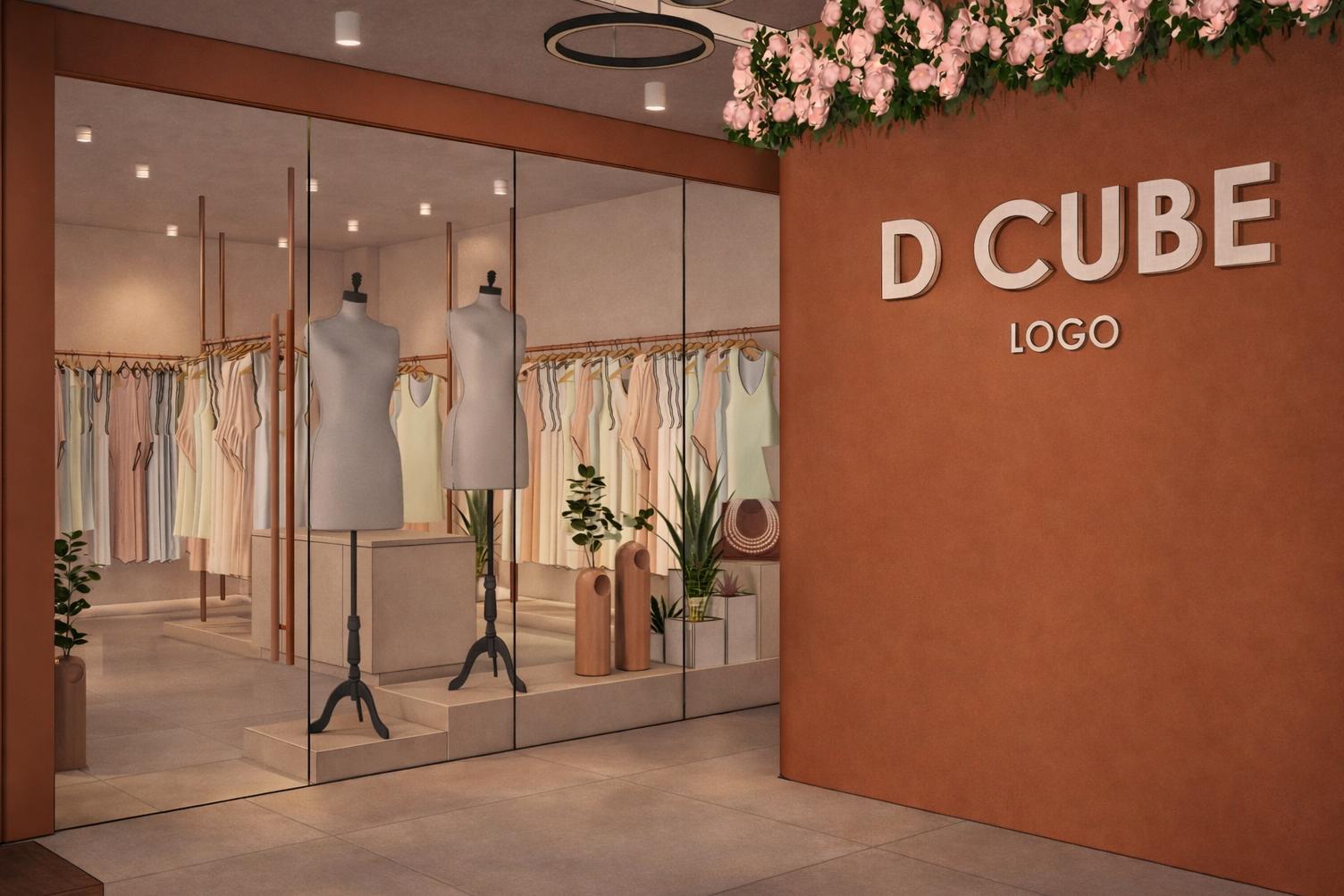 Bridal wardrobe storefront with D CUBE signage